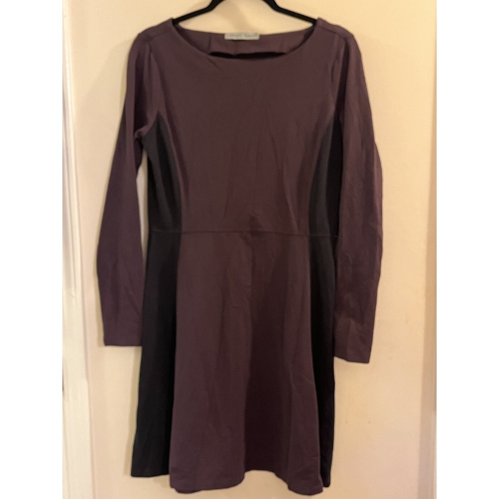 Athleta Fit & Flare Dress‎ Womens Medium Purple Stretch Long Sleeve Boat Neck